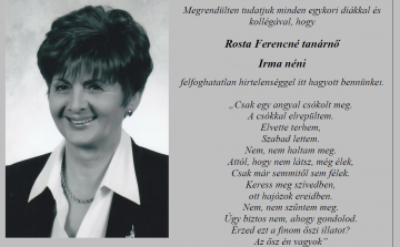 Elhunyt Rosta Ferencné tanárnő