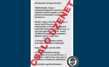 Csalás - Értesítés közlekedési bírságról üzenetben 