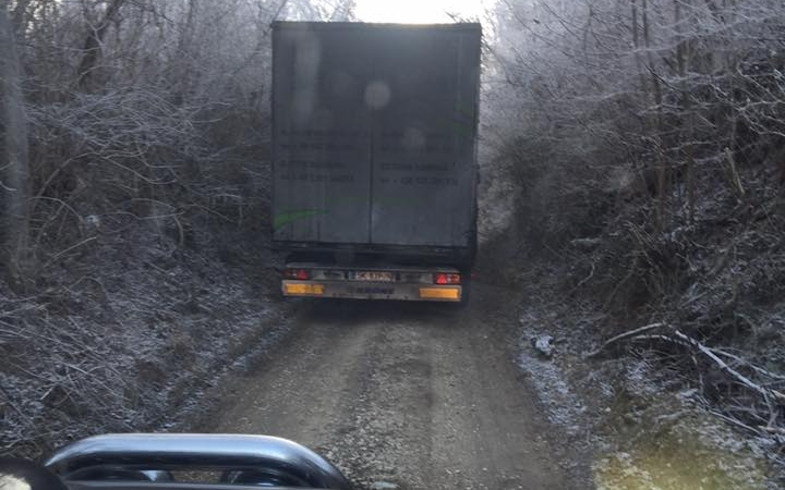 Erdőbe tévedt egy lengyel kamionos Esztergomban - FOTÓ - VIDEÓ